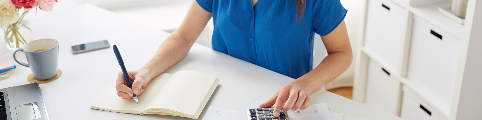 woman working on bookkeeping for a business 